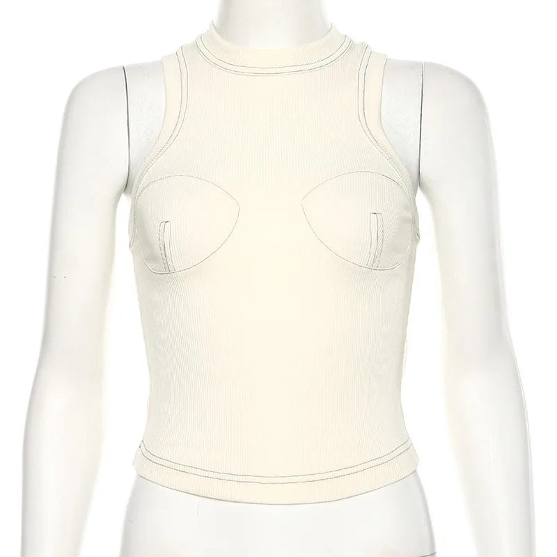 MONMOIRA 2019 новинка круглый вырез обтягивающие эластичные Жилет Топы Для женщин Хай