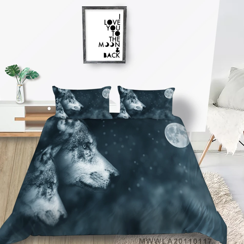 

3D Custom Design Wolf Quilt Cover Sets Animal Bedding Set Pillow Cases Full Twin Double King Queen Size Home Decor