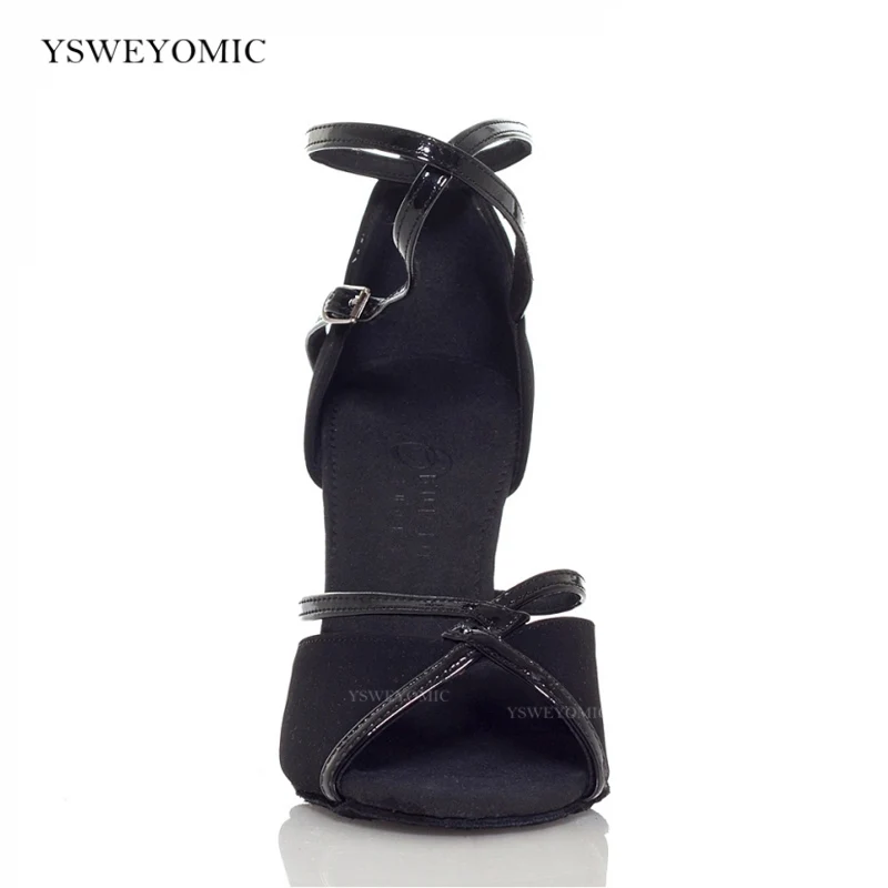 3inch High Heel Ballroom Latin Dance Shoes Black flannel PU leather OutSole Salsa Latin Chacha Samba Dance Shoes For Women