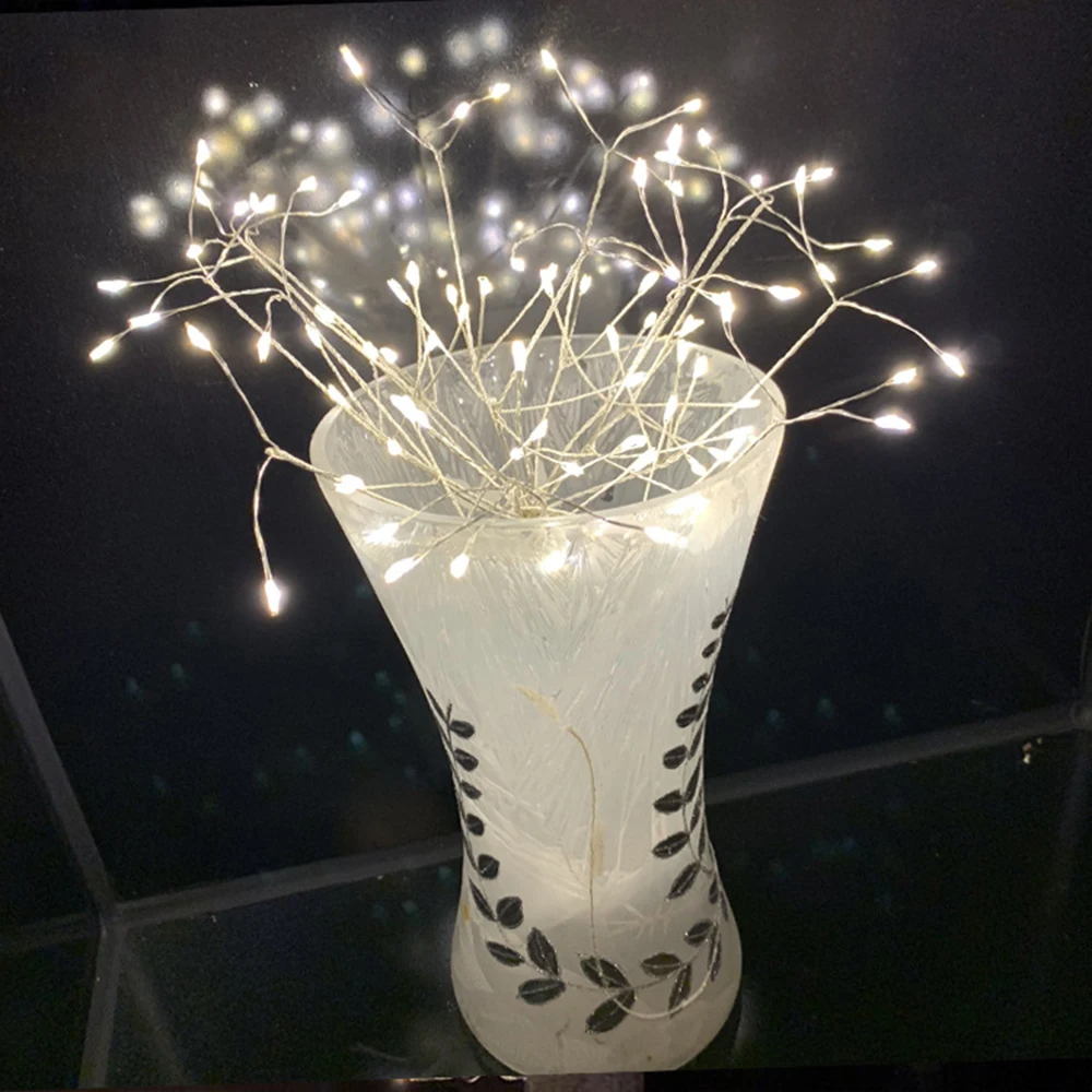 New led explosion star 8 function round battery box solar 150 light dandelion lantern - two layer split fork lights | Дом и сад