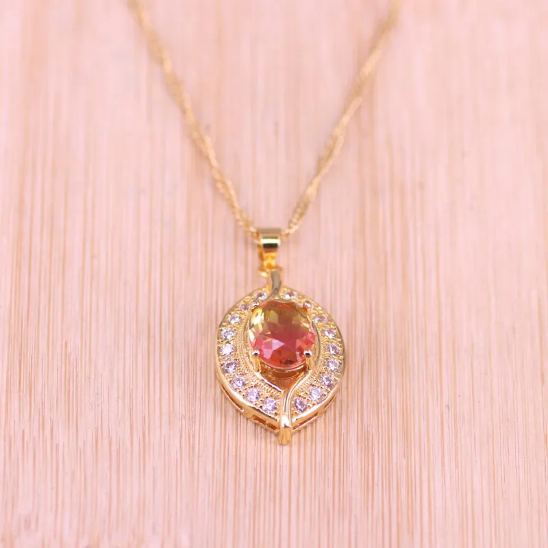 Комплект из колье и серёг под розовое золото 18 карат | Украшения аксессуары