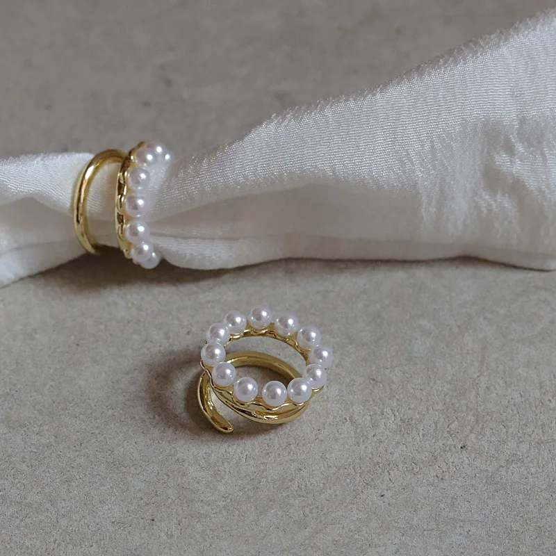 Золотистые круглые жемчужные Клипсы-манжеты для ушей из искусственного жемчуга