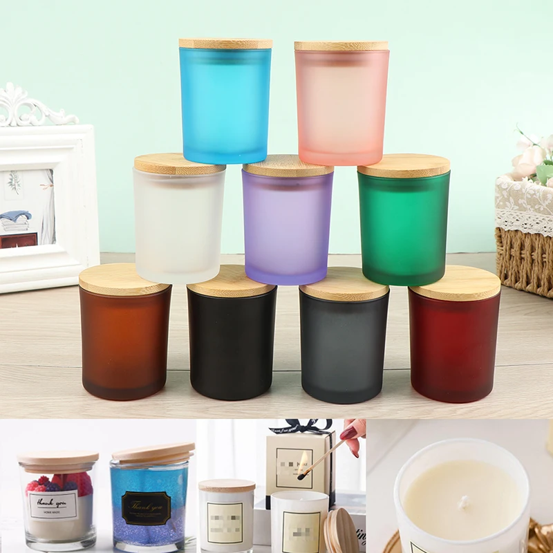 200ml Wood Lid Scented Candle Jar Glass Candle Cup With Bamboo Home Diy Birthday Candle Housewarming Mother's Day Gifts