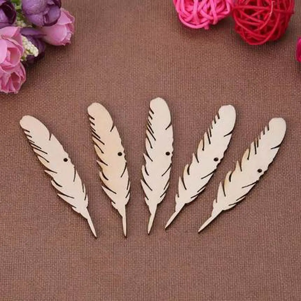 

50 Pcs/Set Wooden Natural Leaves Feather Scrapbooking Art Collection Craft for DIY Sewing Home Decoration Accessories