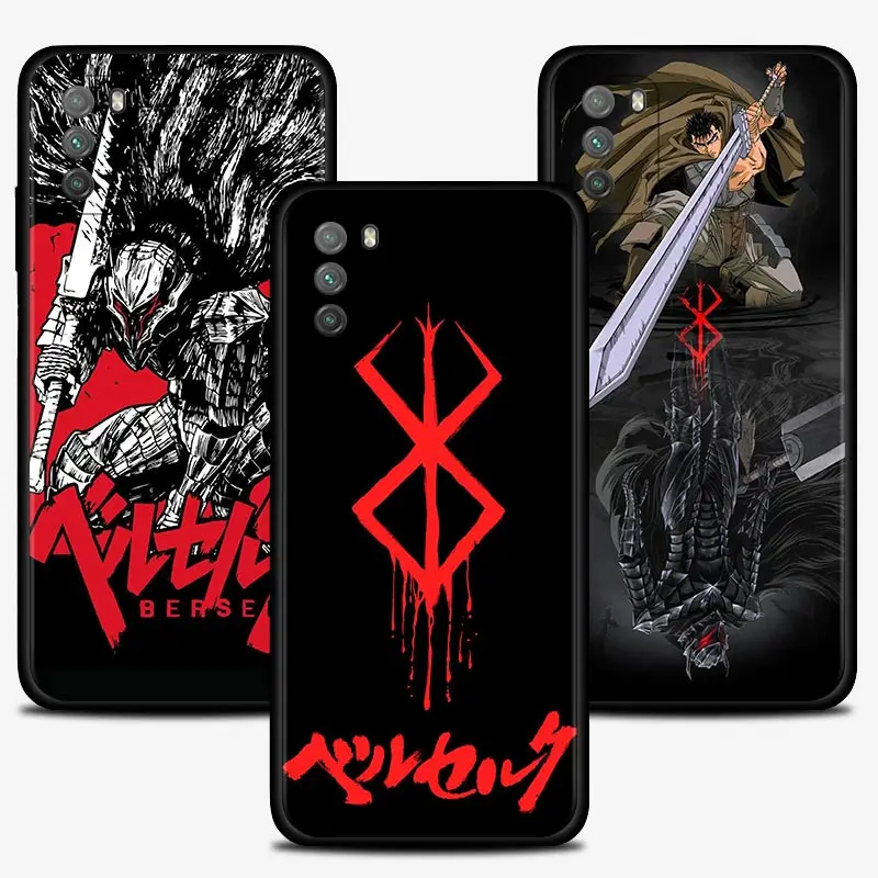 phone case for xiaomi poco x3 nfc m3 pro pocophone f1 note 10 lite cc9 cc9e a2 lite soft tpu shell berserk free global shipping