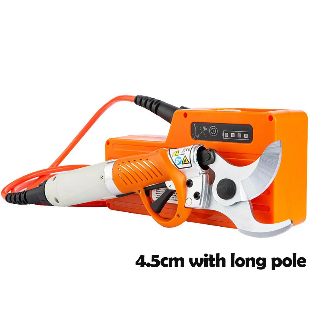 4.5cm with long pole Электрические ножницы портативные 450 Вт Электрический секатор 4400 мАч литиевая батарея перезаряжаемая садовая прививка секаторы ножницы для растений - Цвет: 4.5cm with long pole