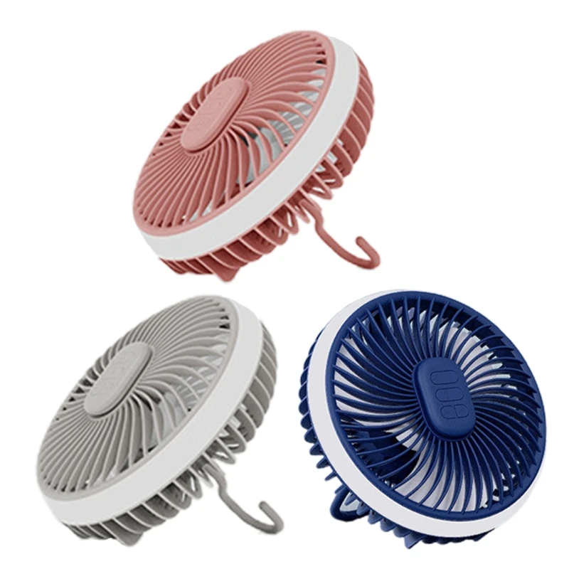 

Portable 3 Wind Speed Tent Fan with brightness LED Lamp Remote Control Hanging Hook Ceiling Fan for Camper Car Home