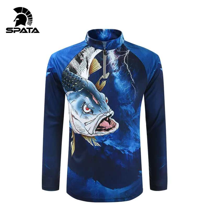SPATA Новая Профессиональная сублимированная рыболовная рубашка с защитой от