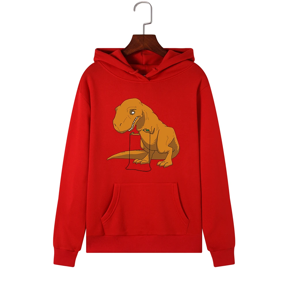 

Women Hoodies Sweatshirts Hooded Sweatshirt Funny Animall Dinosaur Rope Skipping Print Autumn Winter Pullover Female Hoodie Tops