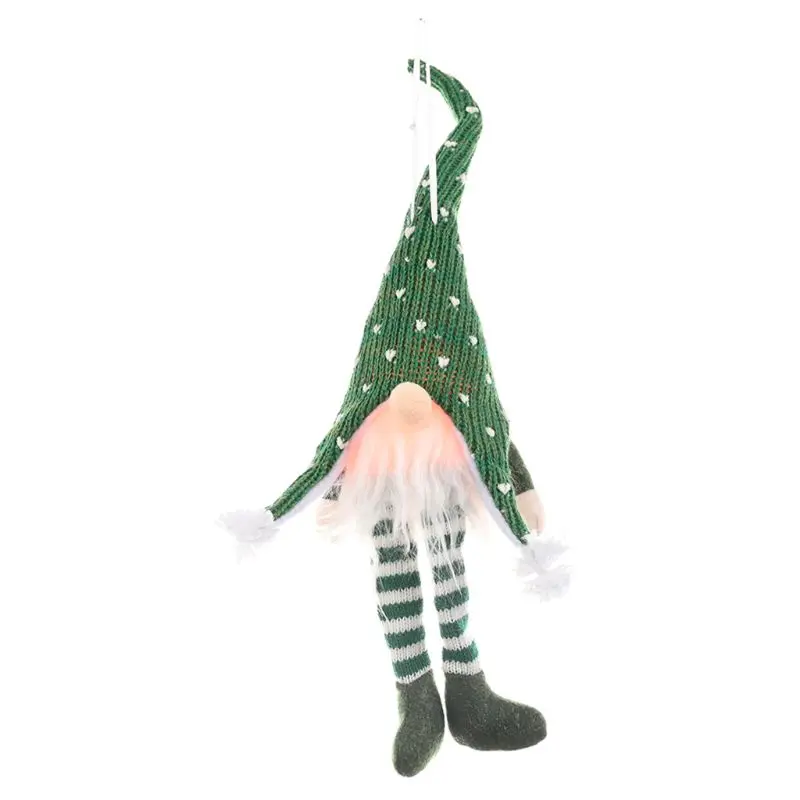

Christmas Swedish Gnome Santa Long Leg Hat Doll Ornaments with LED Light Hanging Xmas Tree Holiday Home Party Decoration