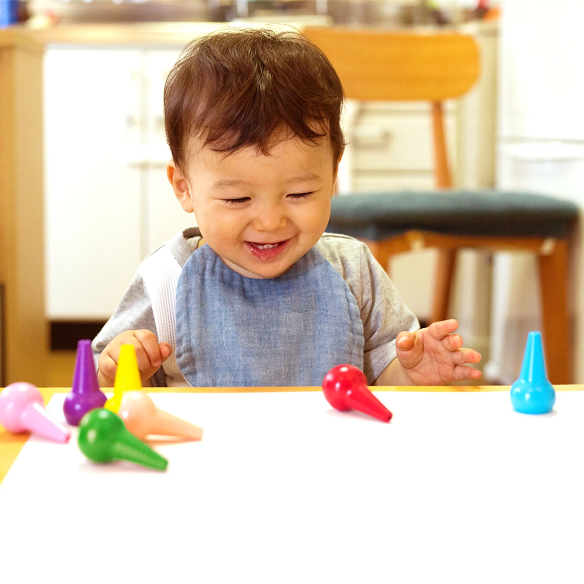 Crayones de cera multicolores para ni&ntilde;os, l&aacute;piz de dibujo con agarre de Palma, juguetes apilables seguros y no t&oacute;xicos-2