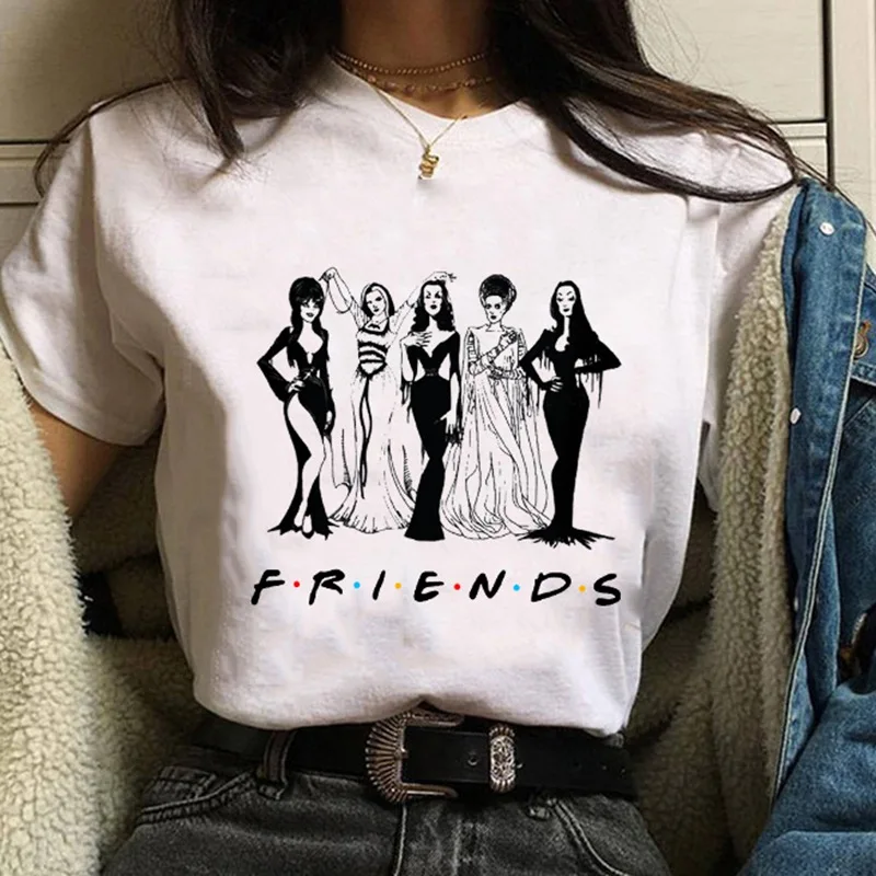 Футболка с готическим рисунком Friends Tee Harajuku женская футболка с буквенным принтом с коротким рукавом и круглым вырезом Женские топы