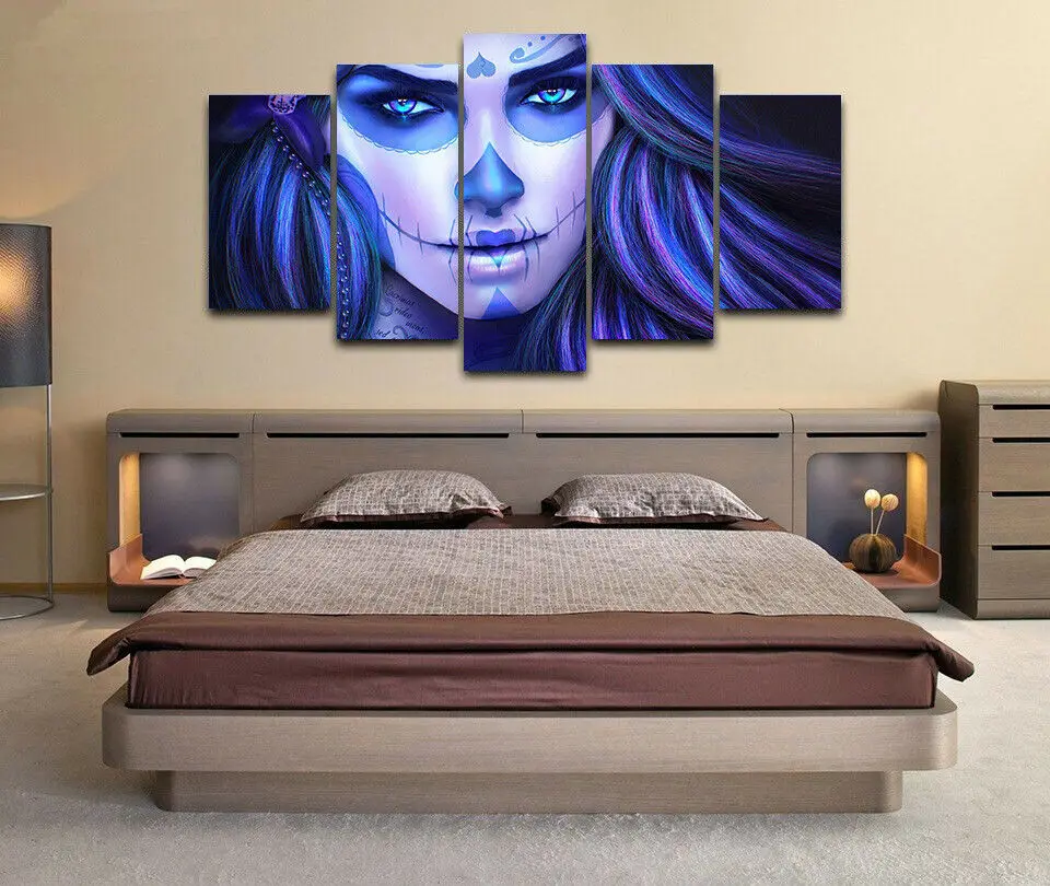 5 шт. холст уход за кожей лица Череп День мертвых стены Печать на холсте HD печати