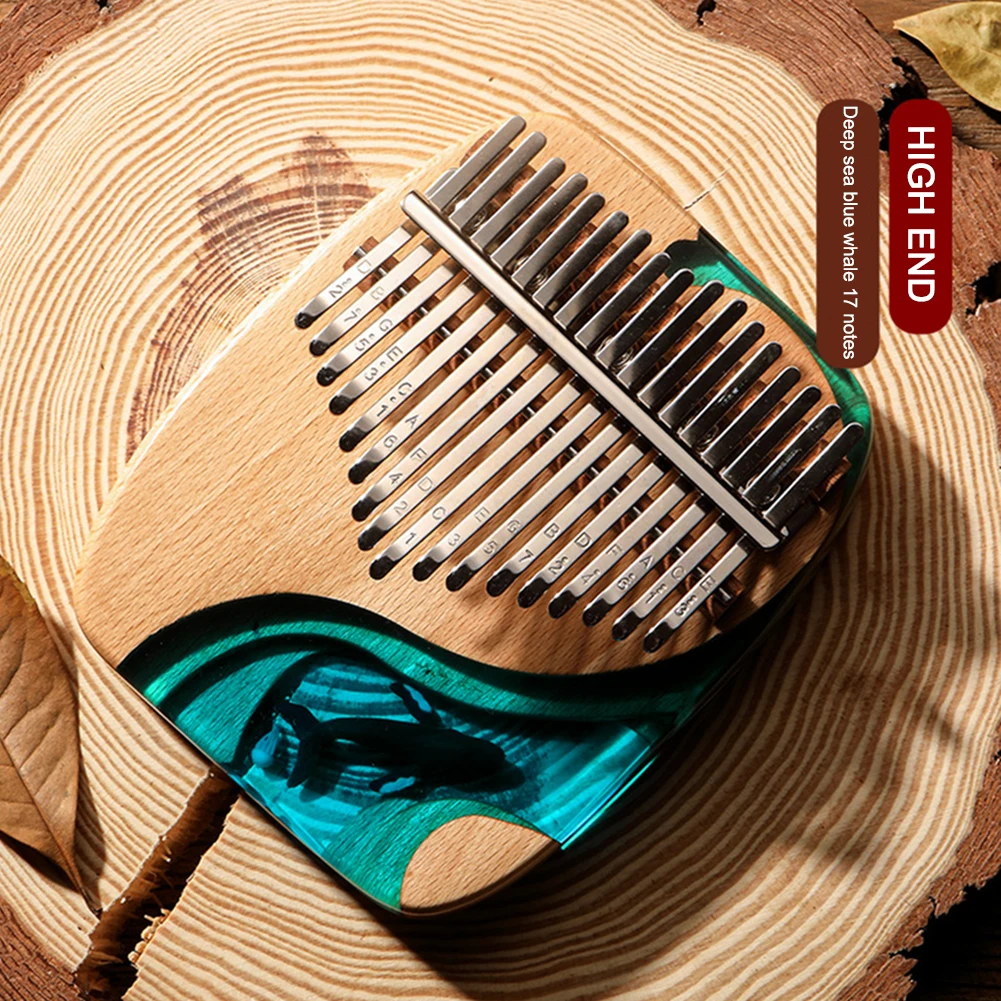 17 клавиш Голубой дельфин калимба Красивый Музыкальный автомат буковая древесина