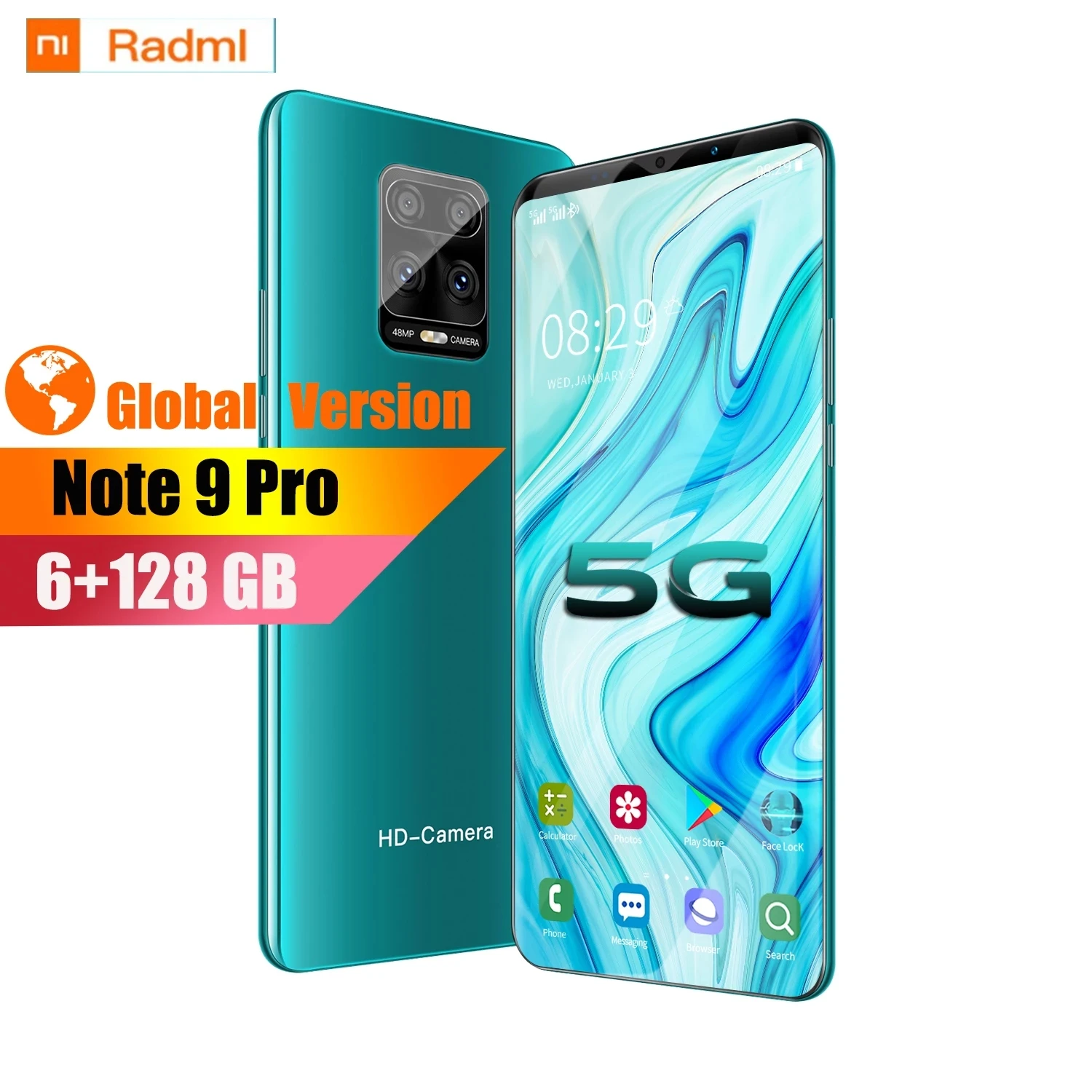 

Global VersionNote9 Pro 5.5 Inch Full Screen Smartphone 6+128GB 24+48MP Android 10.0 Unlocked Face ID Google Play 5G Mobilephone