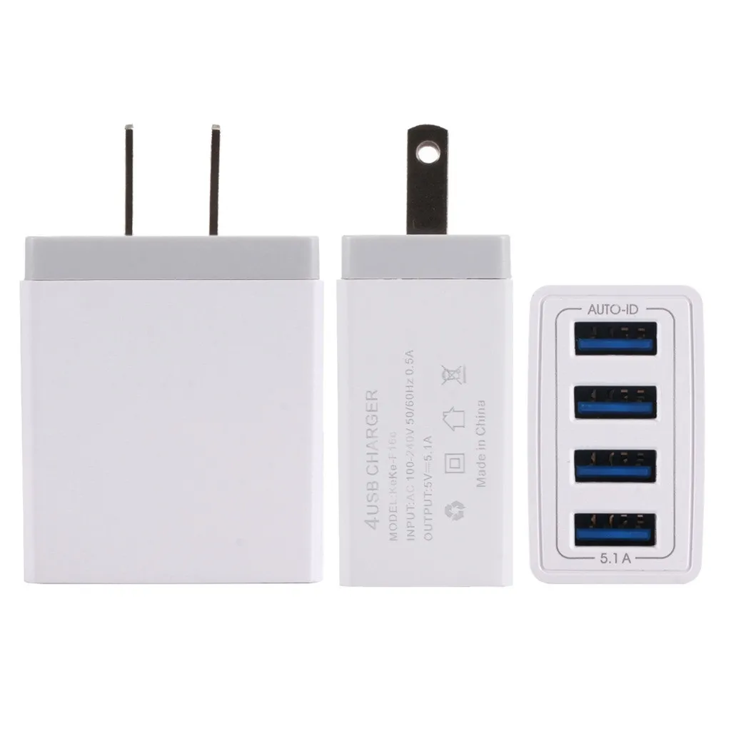 5.1A USB 4-Порты и разъёмы Зарядное устройство Быстрая зарядка для iPhone для Samsung штепсельная вилка американского стандарта настенный адаптер Высокое качество