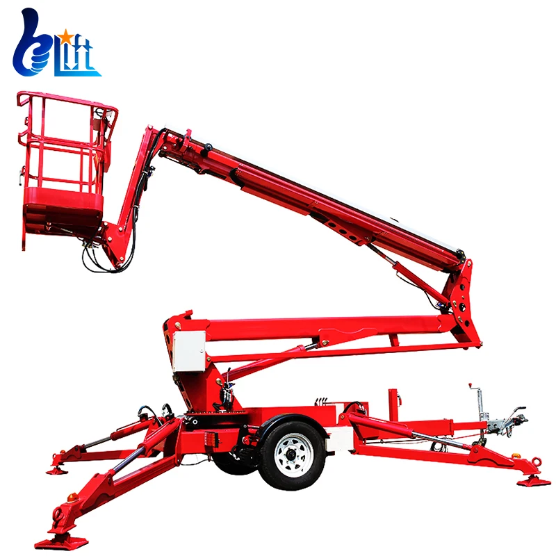 Towable Motorized Hydrolic Lifter Motor 14m Cherry Picker Price Manufacturers Boom Lift |