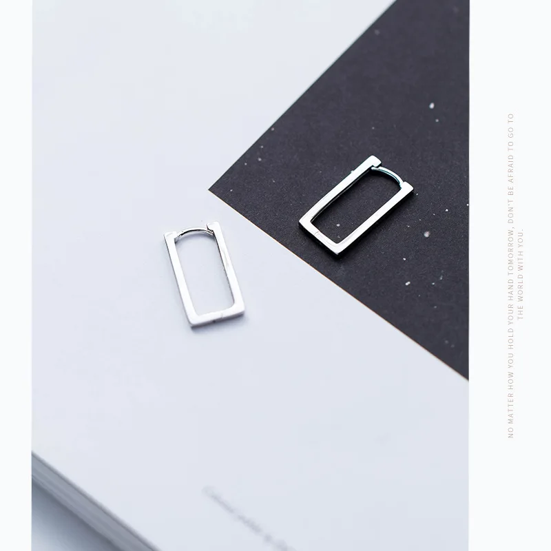 Женские и мужские прямоугольные серьги манжеты Trusta серебро 925 пробы Подарочные