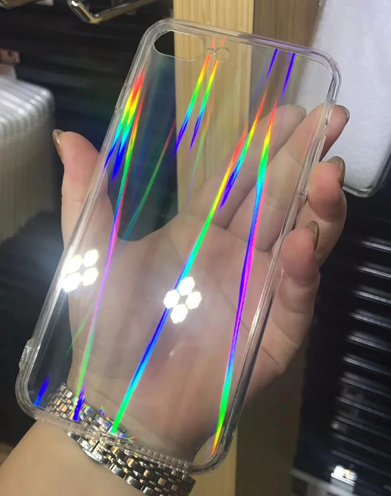 Модный градиентный Лазерная Радуга чехол для iPhone 11 Pro Max X XS Max Xr 8 7 6 Plus прозрачный мягкий Кап Fundas прозрачный акриловый чехол