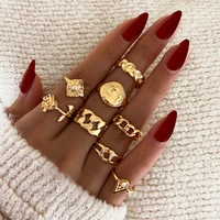 modyle 8 pcsset boho virgin mary gold rings for women heart fatima hands anillos cross chain geometric jewelry