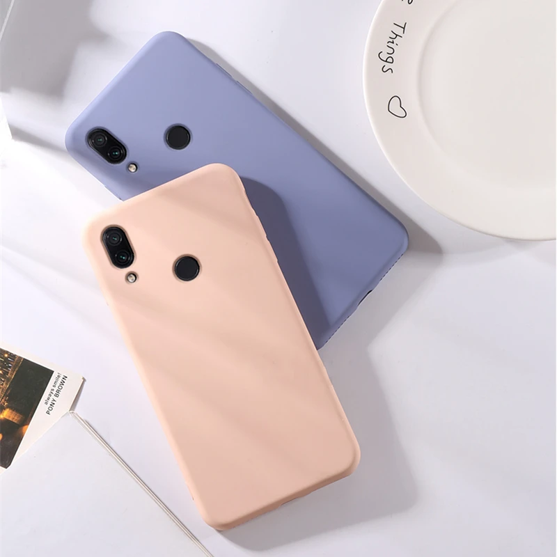 Для Capa Xiaomi Redmi Note 7 Pro Чехол из жидкой микрофибры конфетный цвет силиконовый тонкий