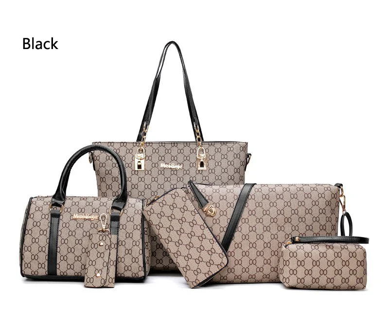 Autumn New Fashion Women's Bag 6 Piece Set Plaid Bag Lady Slung Hand Bag Shoulder Messenger Composite Bag