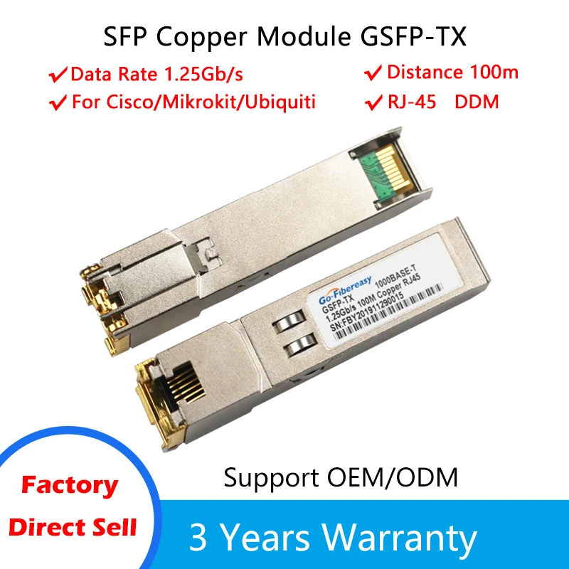 Модуль Gigabit SFP RJ45 разъем 1000Base-T Mini GBIC медный модуль трансивера для Cisco/Mikrotik/Ubiquiti G |