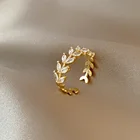 2021 модное минималистичное дизайнерское циркониевое кольцо с листьями, корейская бижутерия вечерние для женщин
