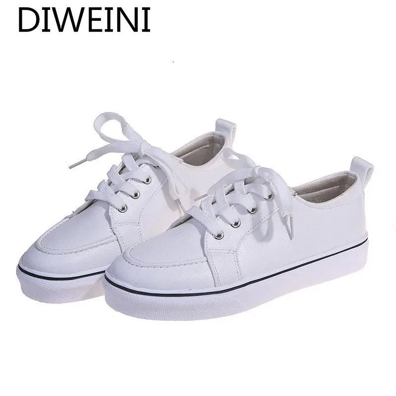 

2021 Women's Flat Shoes Lace-up Comfortable Breathable Casual Shoes Fashion Women's Shoes Autumn Simple Pure Color Sneakers