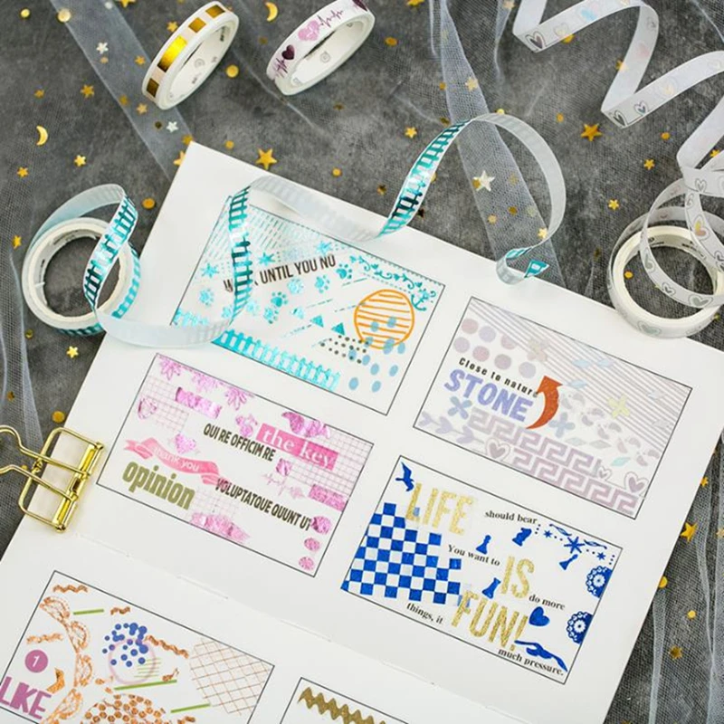 10Pcs/lot Cute Simple Gold Foil Paper Washi Tape Set Masking Japanese Stationery Scrapbooking Sticker Supplies | Канцтовары для