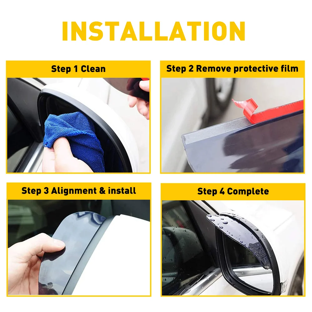 

Black Rear View Side Mirror Rain Board Eyebrow Guard Sun Visor Car AUTO Accessories
