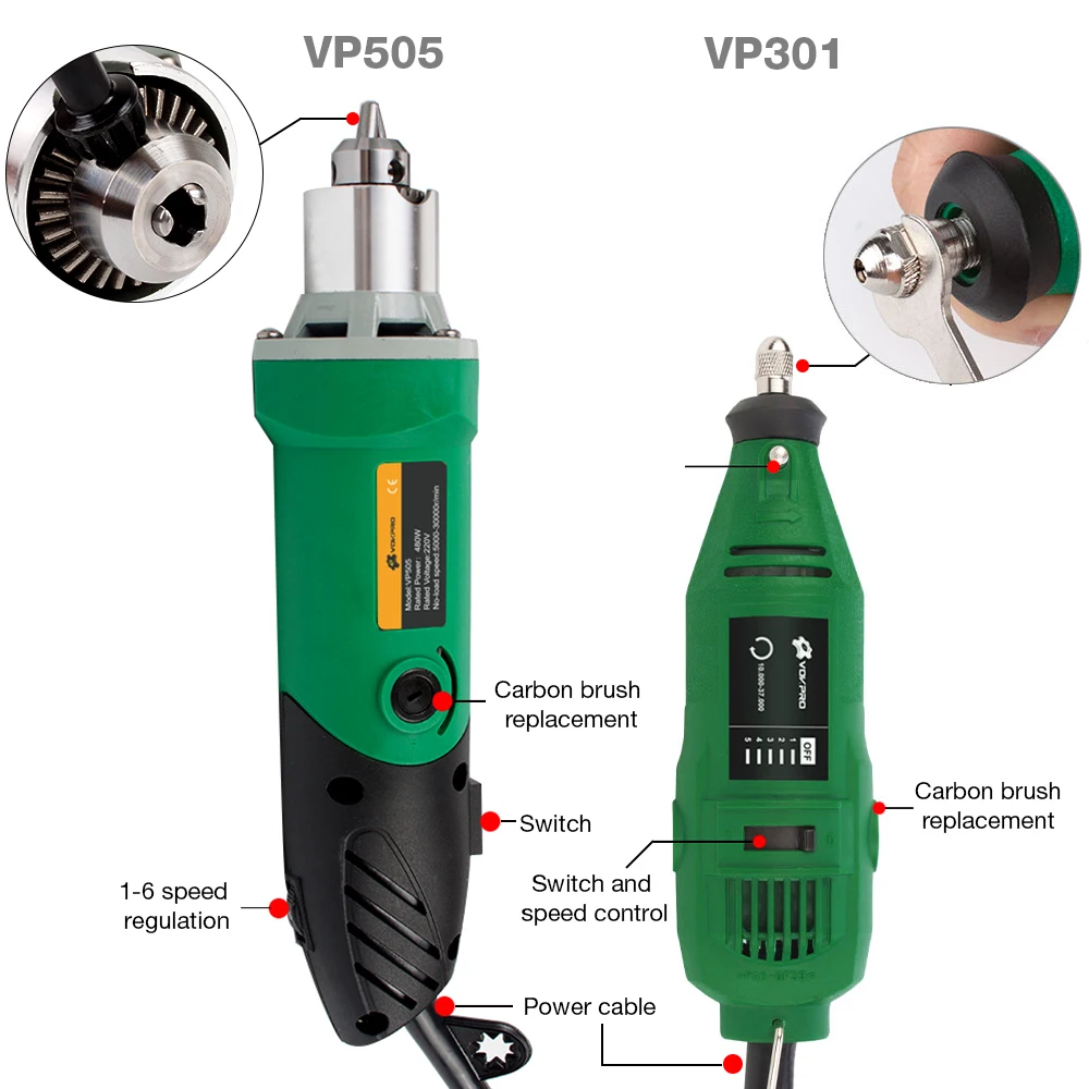 480W 110V/220V High-power Electric Drill Rotary Power Tool Engraving Machine With 6 Variable Speed 30000RPM | Инструменты