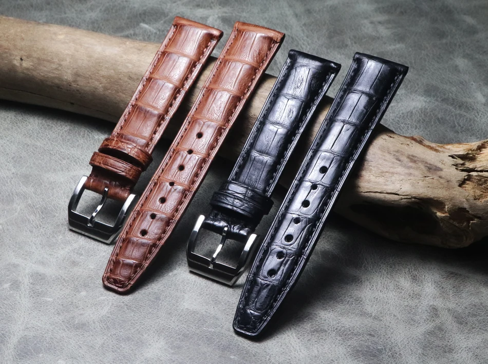 

Handmade Upscale Crocodile Leather suitable Watchband Watch Strap Band Accessories Leather slub wristband Retro casual Bracelet