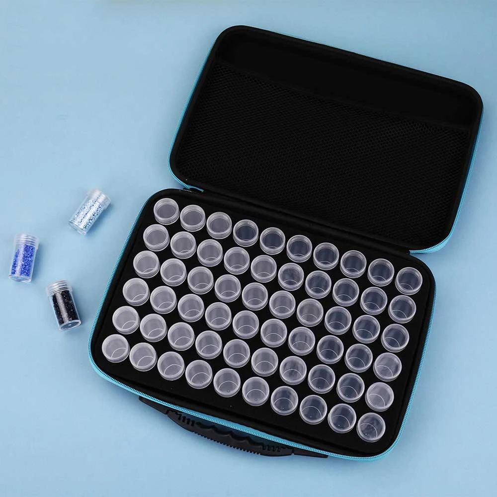 

5D Diamond Painting Storage Box 30/60/120-Slot Handmade Accessories Tools Mosaic Jewelry Beads Container Jar Zippered Case