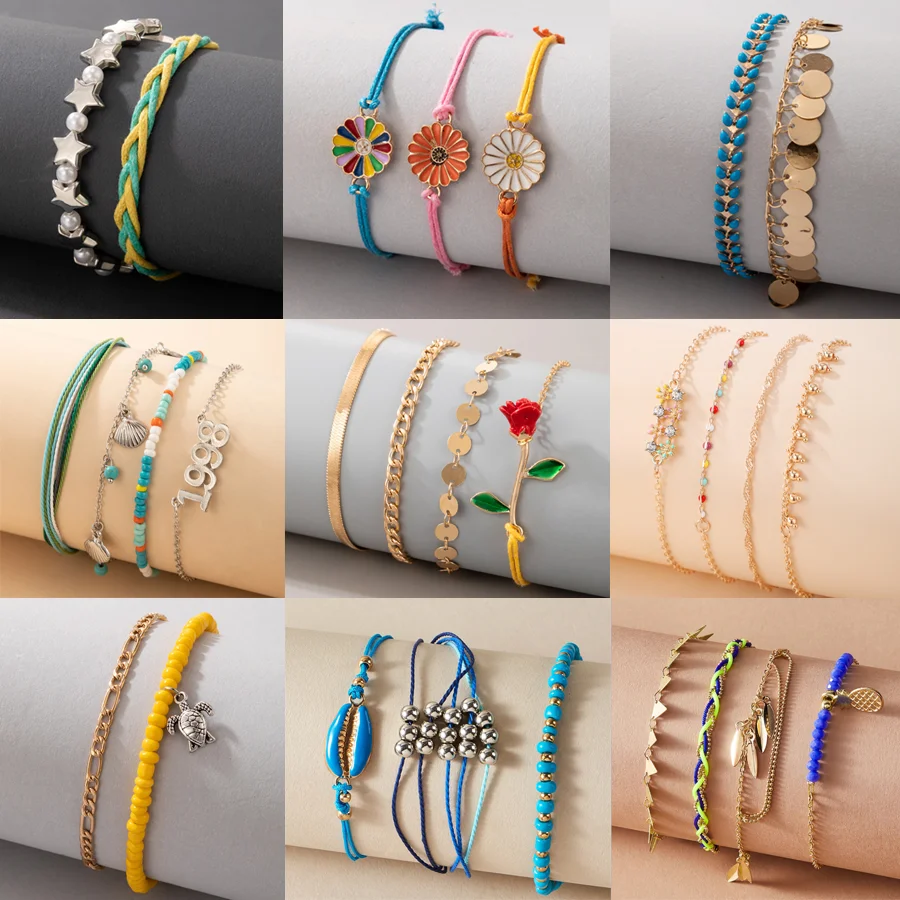 

Metal wind bracelet jewelry buckle twisted chain alphanumeric drip braided rope bracelet set women's wholesale bracelet