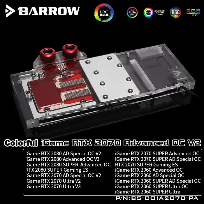 Курган блок GPU воды для Красочные RTX2070/2070 Advanced OC 2070 ультра радиатор Поддержка