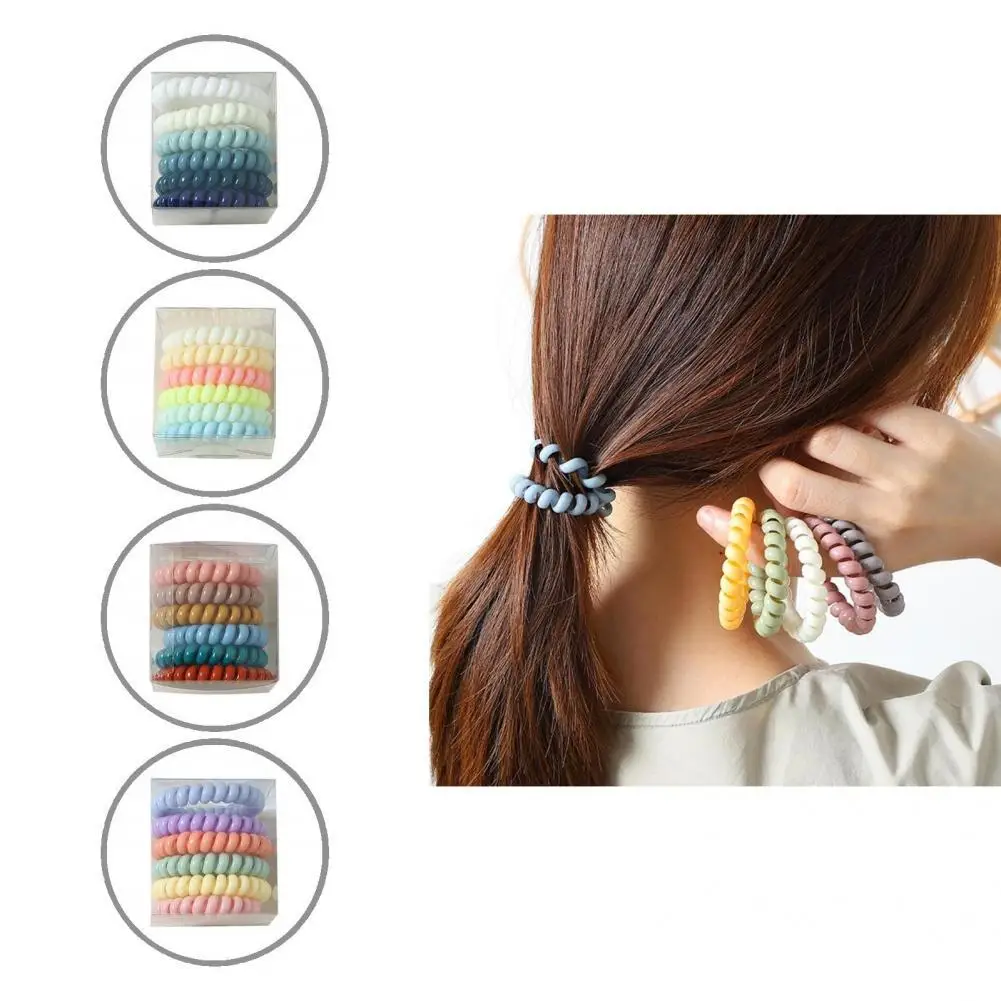 

Decorative 6Pcs/Set Practical Spring Hair Band Girls Scrunchie Curly Ponytail Holder Eye-catching Hair Accessories