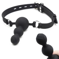 adult games mouth gag silicone ball oral fixation pu leather band bondage restraints gag ball bdsm slave game sex toys for women