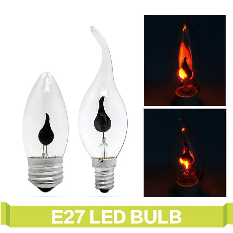 Светодиодная лампа E14 E27 Edison led лампачки со пламени 3 Вт светодиодные лампы в форме