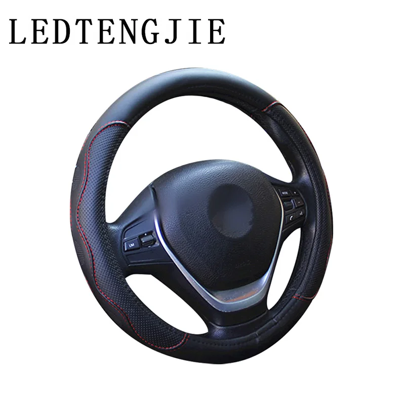 

LEDTENGJIE38CM Hot Sale Environmental Protection Rubber Inner Ring Leather Car Steering Wheel Cover