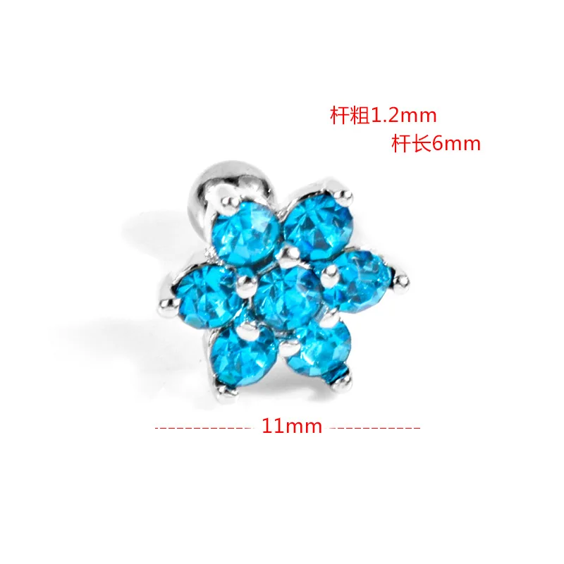 

1PC Boutique Crystal Flower Zircon Ear Studs Earrings For Women Men Helix Tragus Cartilage Ear Rings Piercing Jewelry