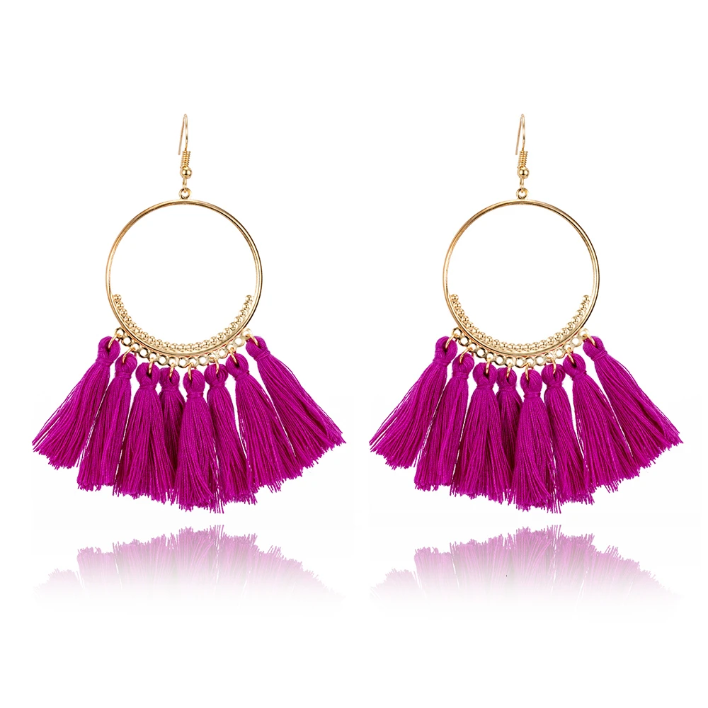 Популярные этнические серьги ручной работы модные Boho стиль розовые винтажные