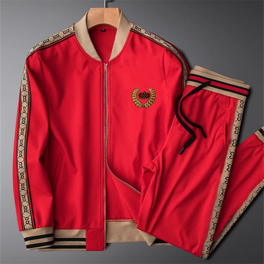 

European And American Fashion New Spring And Autumn Street Hip-hop Men's Baseball Collar Slim Version Of The Leisure Sports Suit