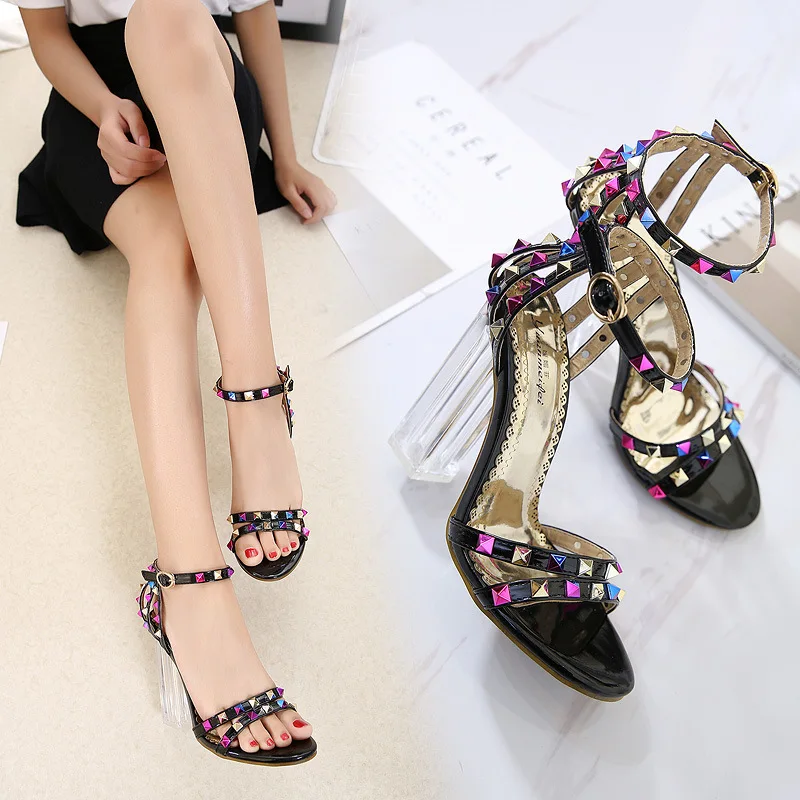 HOKSZVY/2020 пикантные вечерние босоножки с заклепками и кристаллами женские Летние
