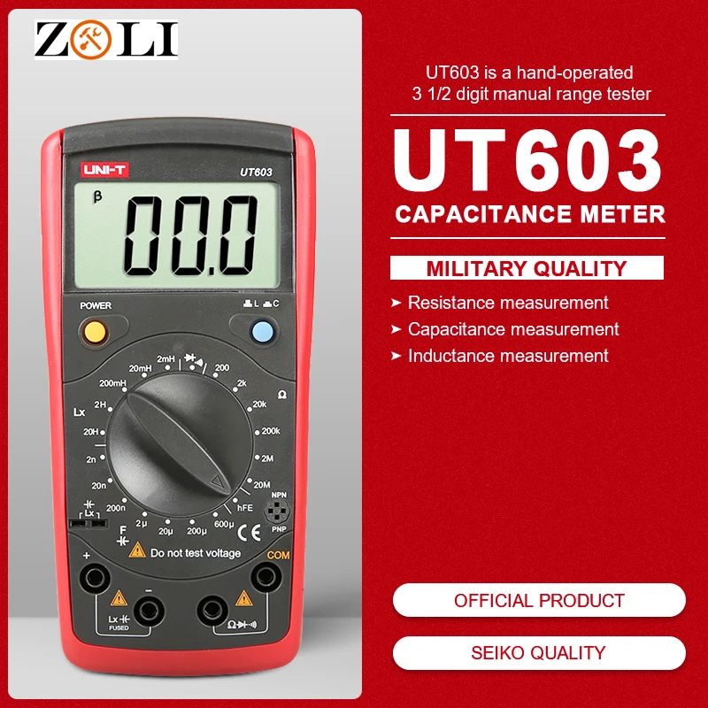 UNI-T UT603 Современные измерители емкости индуктивности тестеры Ручной портативный LCR Омметр конденсаторы Высокая точность с hFE