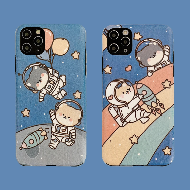 

Cute astronaut Shiba Inu Phone cases For iPhone 11Pro XS Max XR X cover For iPhone 6 6S 7 8 11 Plus soft relief back Cover Case