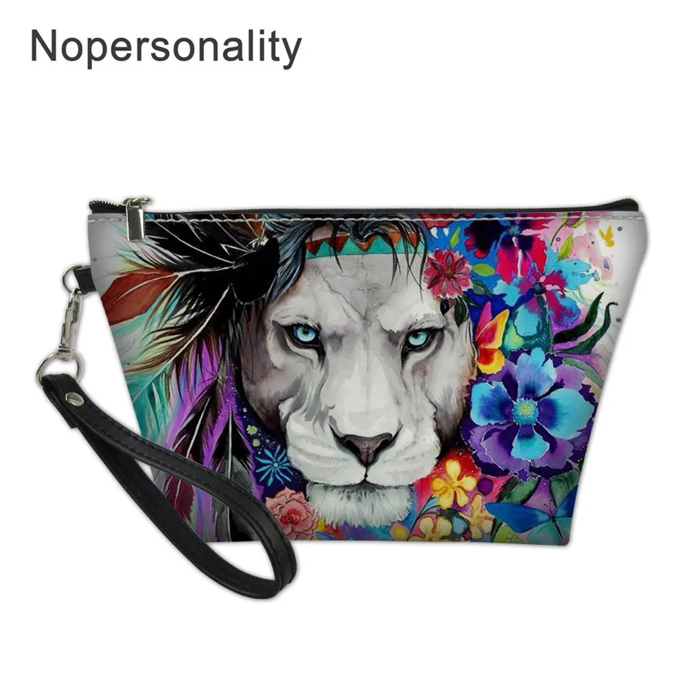 Женская косметичка Nopersonality с красочным принтом льва полиуретановая дорожный