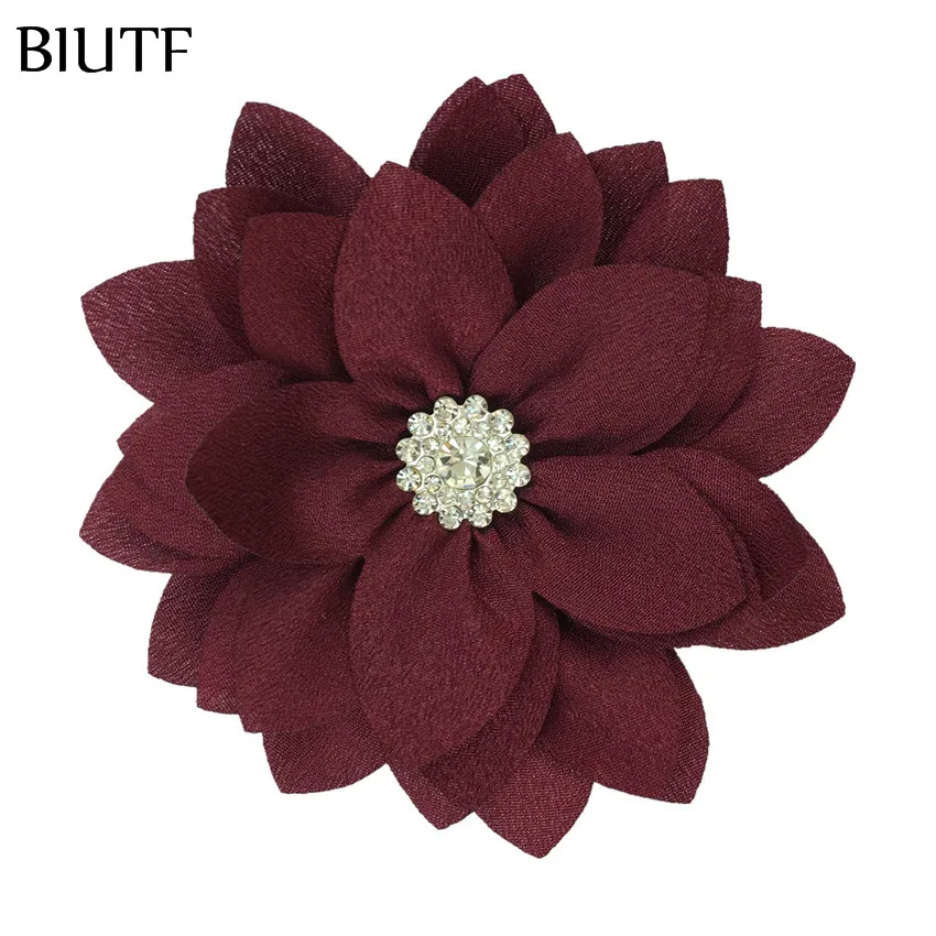 500 шт./лот оптовая продажа 9 см многослойный тканевый цветок со стразами высокие