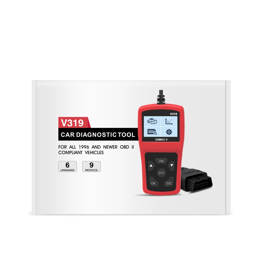 Декодер V319 OBD II прибор для тестирования обслуживания автомобиля бортовой