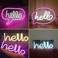 hello figure led neon lights hanging table signs lamp shop greeting decor home wedding window night light ornaments gift